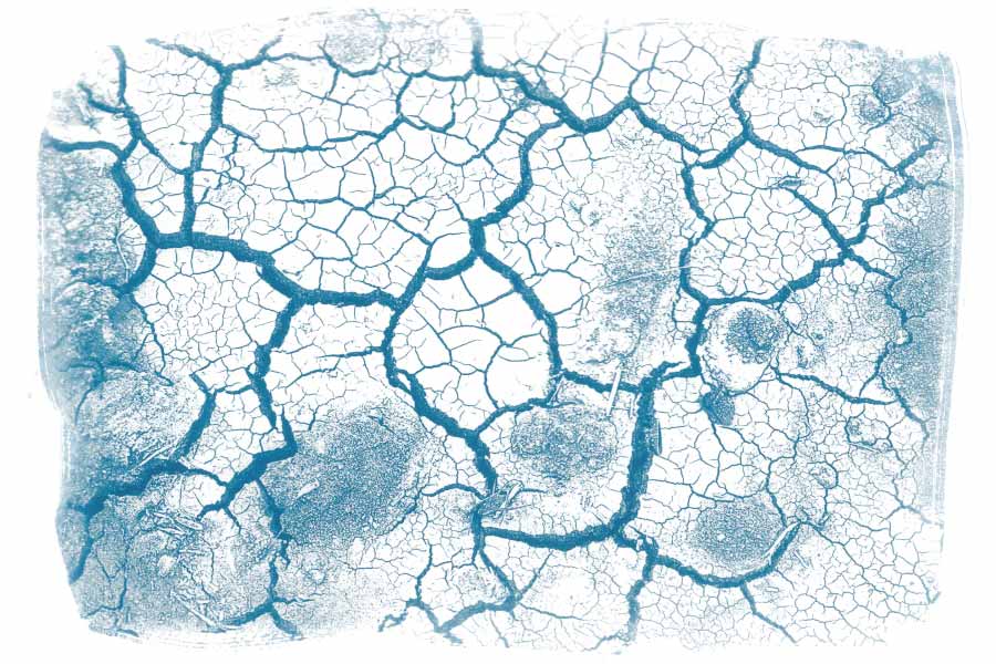 photographie cyanotype terre craquelée
