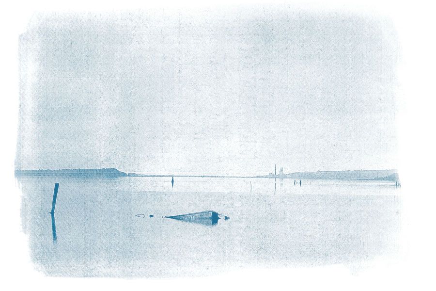 tirage photo paysage cyanotype sur papier à gros grain